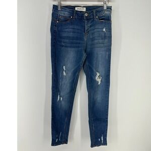 Enjean Skinny Jeans Women 7 Medium Blue Distressed Ripped Stretch EP3077R-1